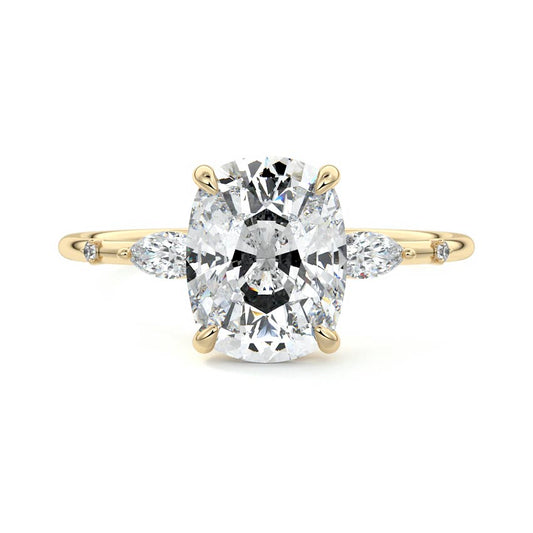 Three Stones Ring with 1.0 CT Cushion Cut Moissanite