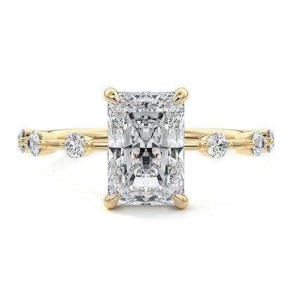 Dainty Ring with 2.0 CT Radiant Cut Moissanite