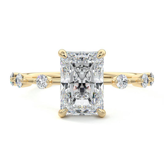 Dainty Ring with 2.0 CT Radiant Cut Moissanite