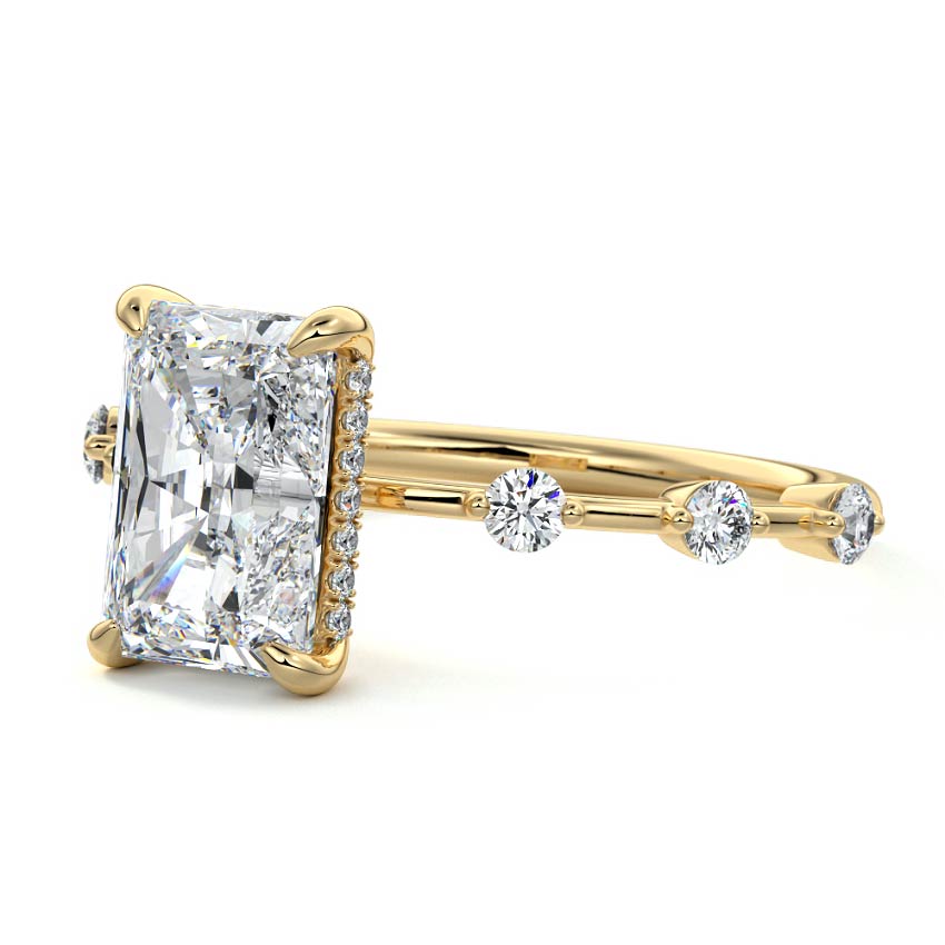 Dainty Ring with 2.0 CT Radiant Cut Moissanite