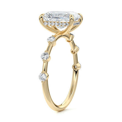Dainty Ring with 2.0 CT Radiant Cut Moissanite