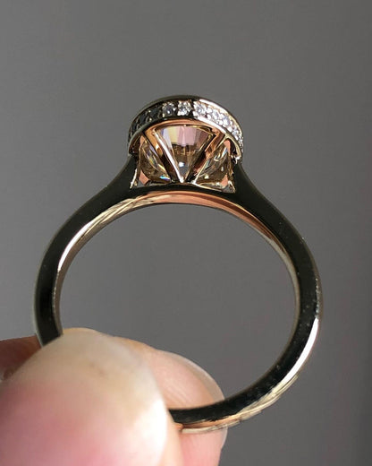 Bezel Hidden Halo Ring with 1.33 CT Oval Cut Moissanite