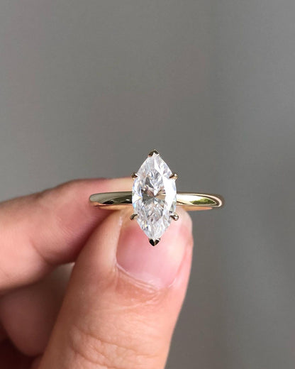 Solitaire Ring with 1.0 CT Marquise Cut Moissanite