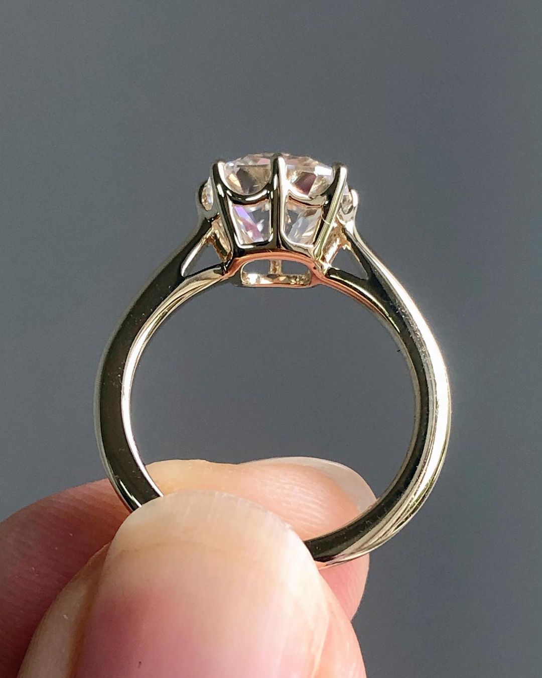 Solitaire Ring with 1.74 CT Old Mine Cushion Cut Moissanite
