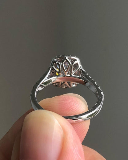 Halo & Split Shank Style Ring with 2.66 CT Crushed Ice Elongated Cushion Cut Moissanite