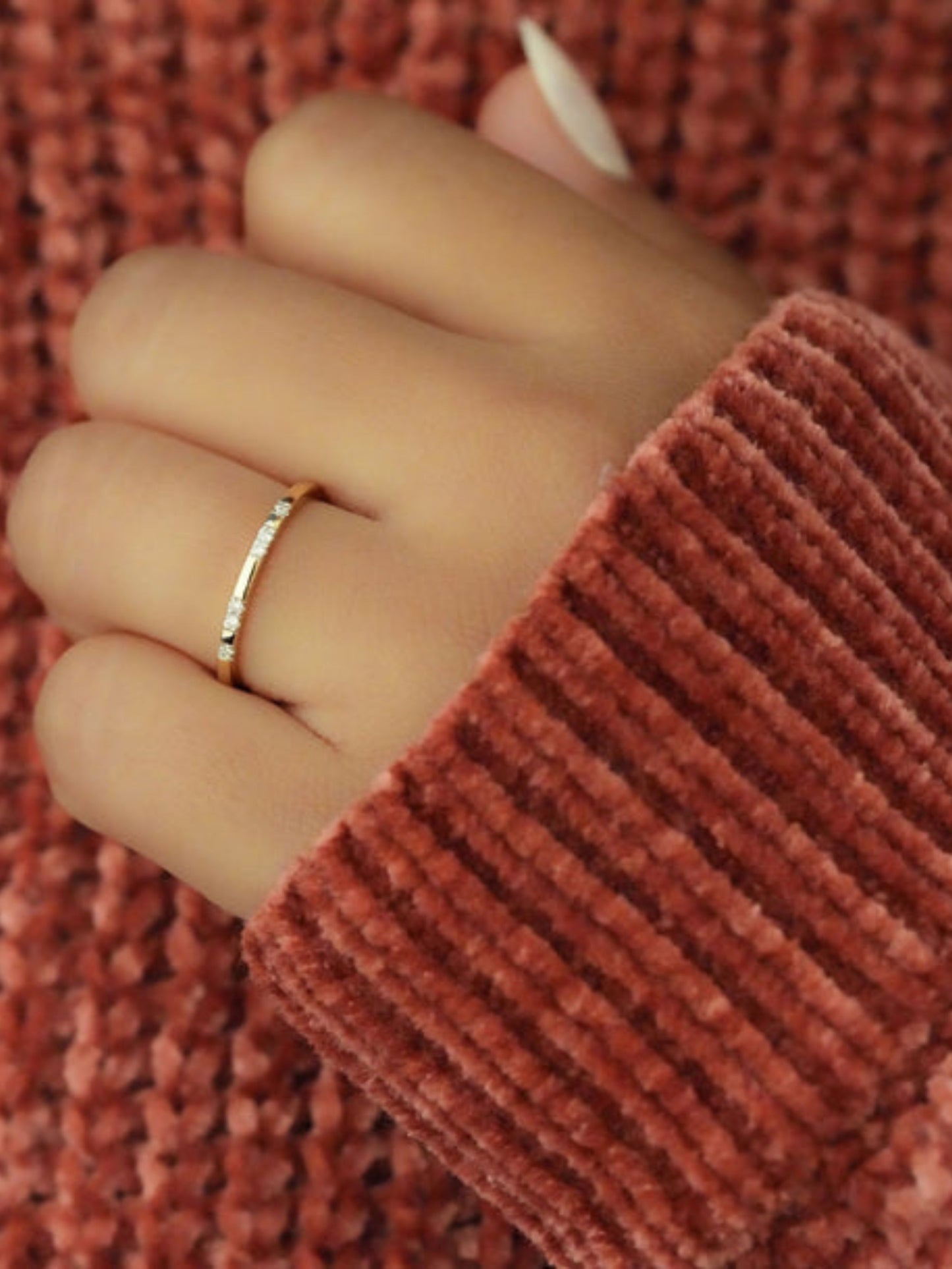 Flush Band with 0.05 TCW Round Cut Moissanite