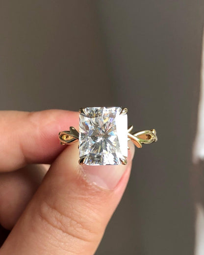 Twig Style Solitaire Ring with 3.51 CT Radiant Cut Moissanite