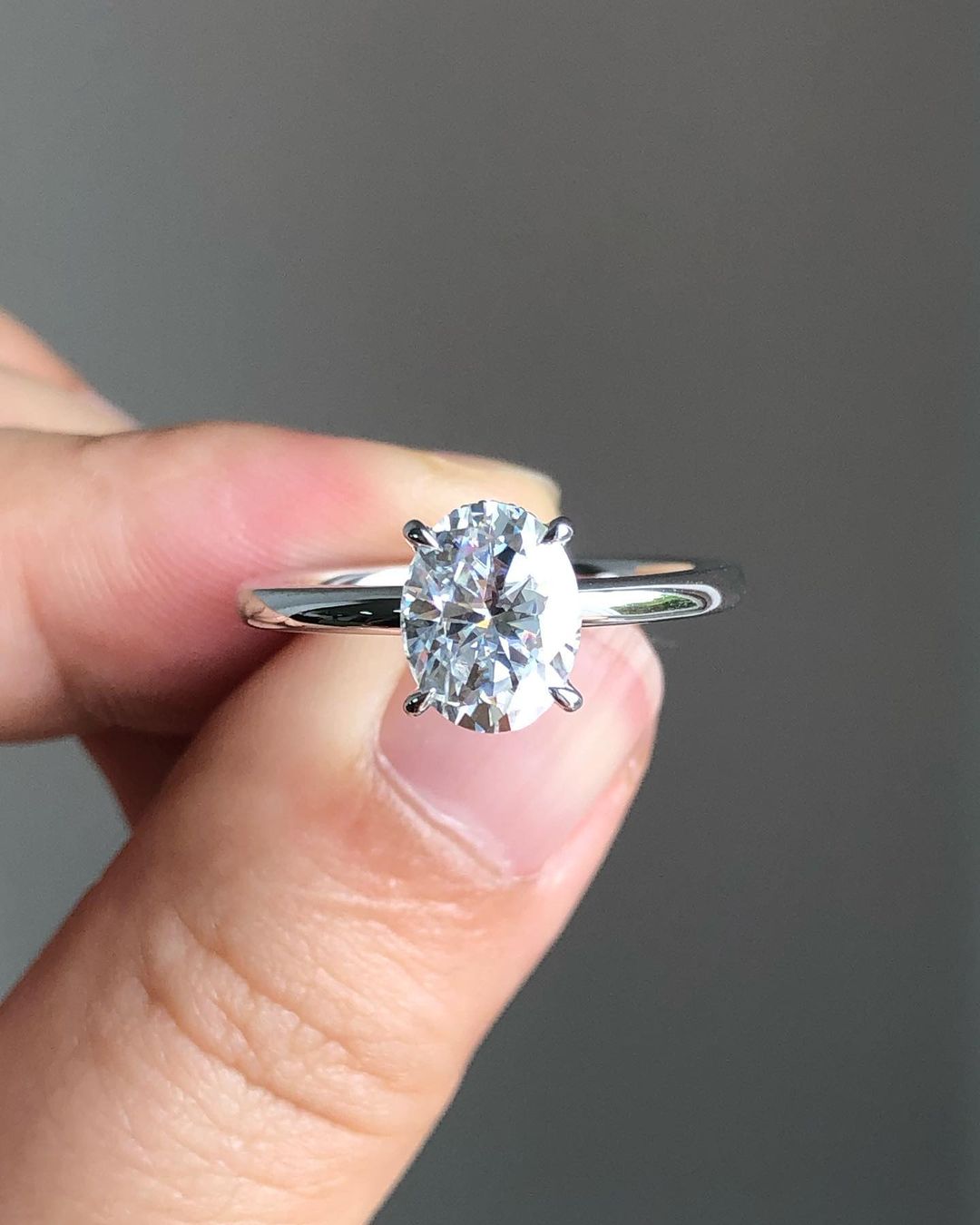 Hidden Halo Ring with 1.33 CT Oval Cut Moissanite