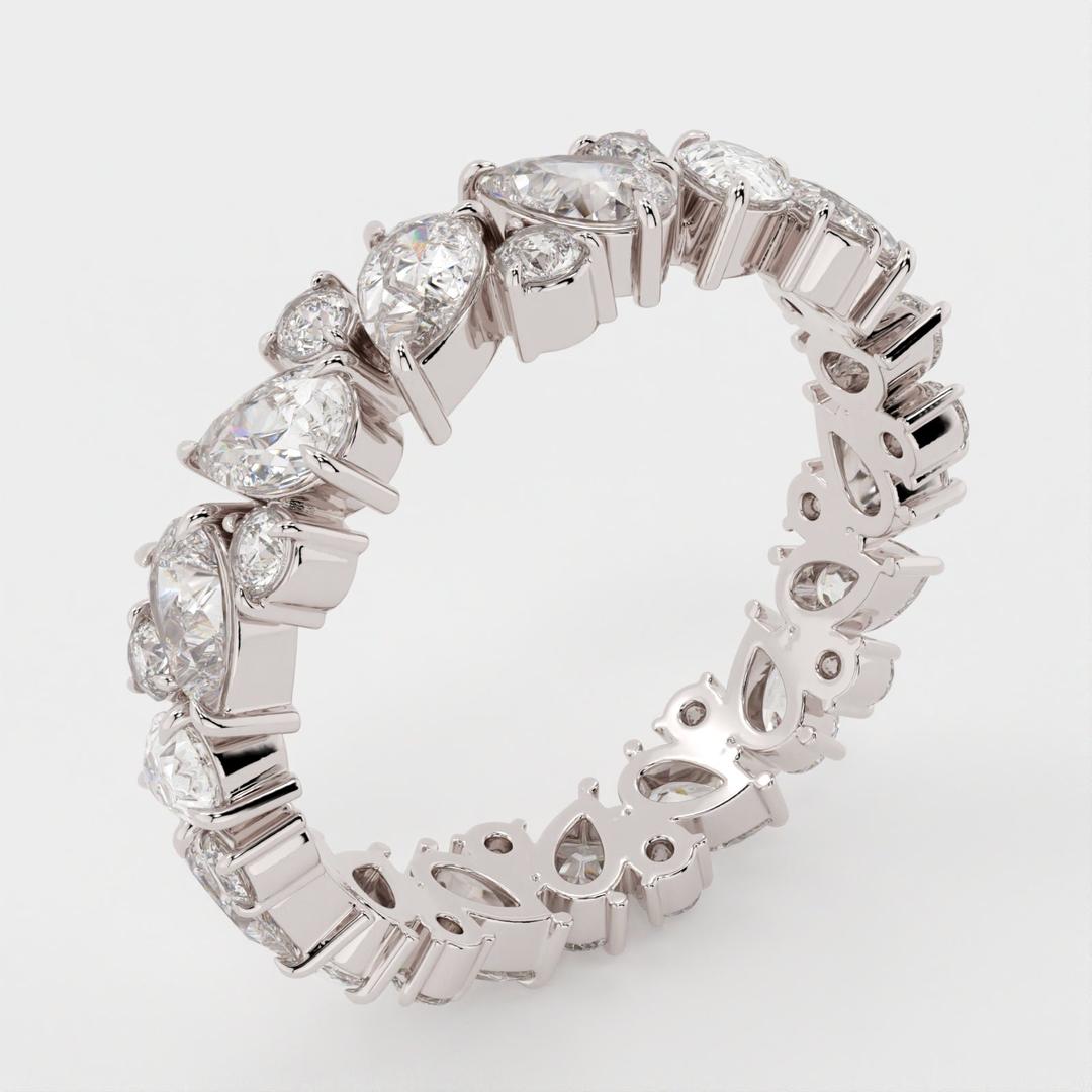 Cluster Band with 1.50 TCW Pear & Round Cut Moissanite