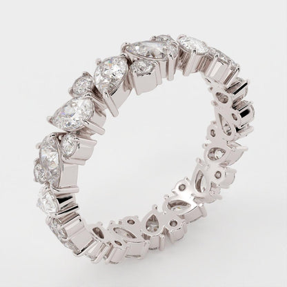 Cluster Band with 1.50 TCW Pear & Round Cut Moissanite