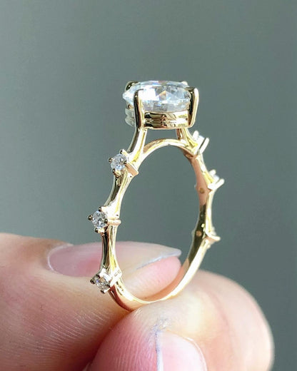 Dainty Style Ring with 1.35 CT Round Cut Moissanite