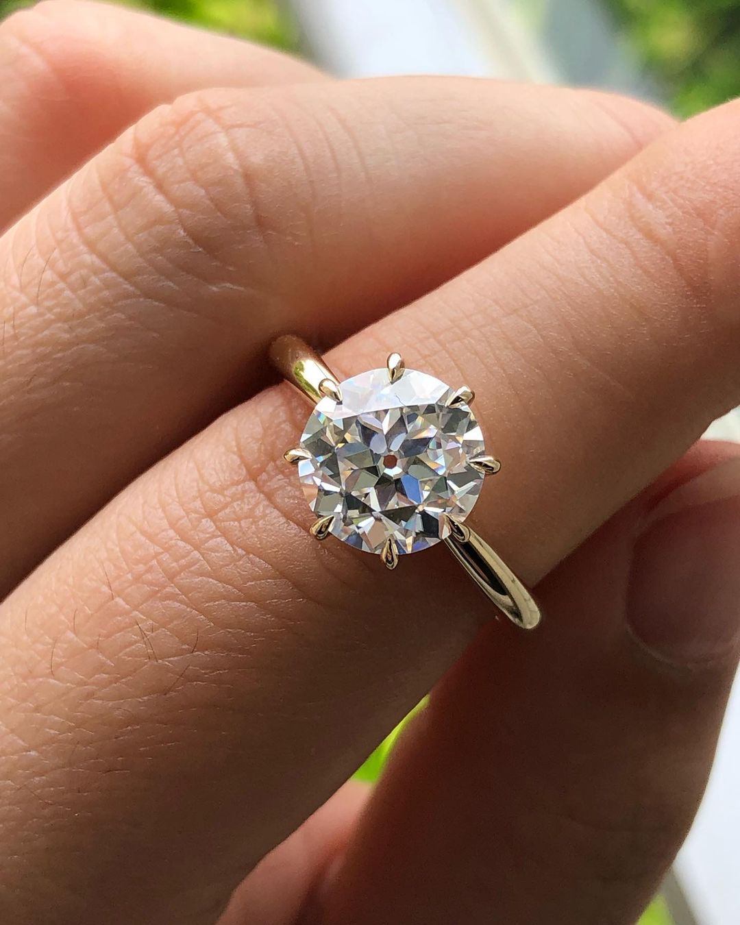 Solitaire Ring with 2.0 CT Old Mine Round Cut Moissanite