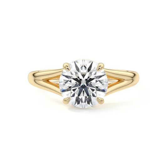 Solitaire Split Shank Style Ring with 1.0 CT Round Cut Moissanite