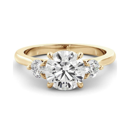 Three Stone Ring with 1.30 CT Round Moissanite
