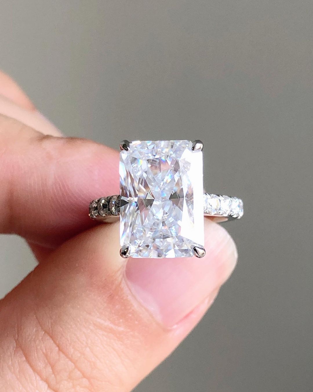 Hidden Halo Ring with 4.45 CT Radiant Cut Moissanite
