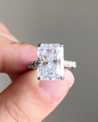 Hidden Halo Ring with 4.45 CT Radiant Cut Moissanite