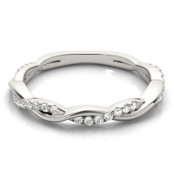 Twisted Wedding Band with 0.20 TCW Round Cut Moissanite