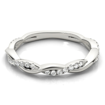 Twisted Wedding Band with 0.20 TCW Round Cut Moissanite