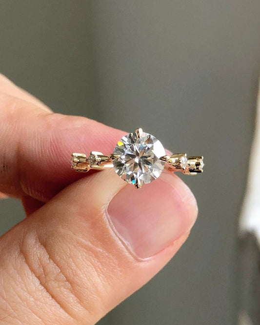 Dainty Style Ring with 1.35 CT Round Cut Moissanite