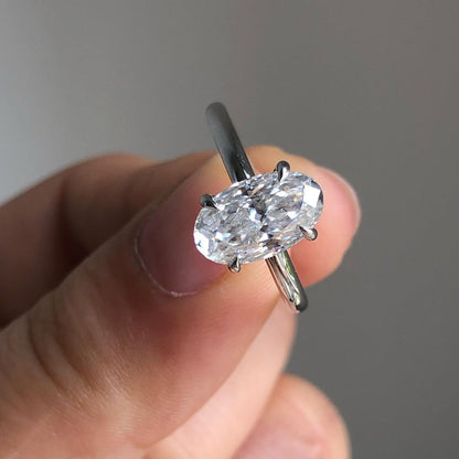 Solitaire Ring with 3.09 CT Elongated Oval Cut Moissanite