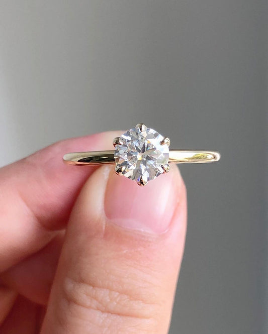 Solitaire Ring with 1.10 CT Round Cut Moissanite