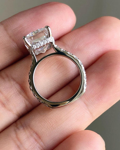 Hidden Halo Ring with 4.45 CT Radiant Cut Moissanite