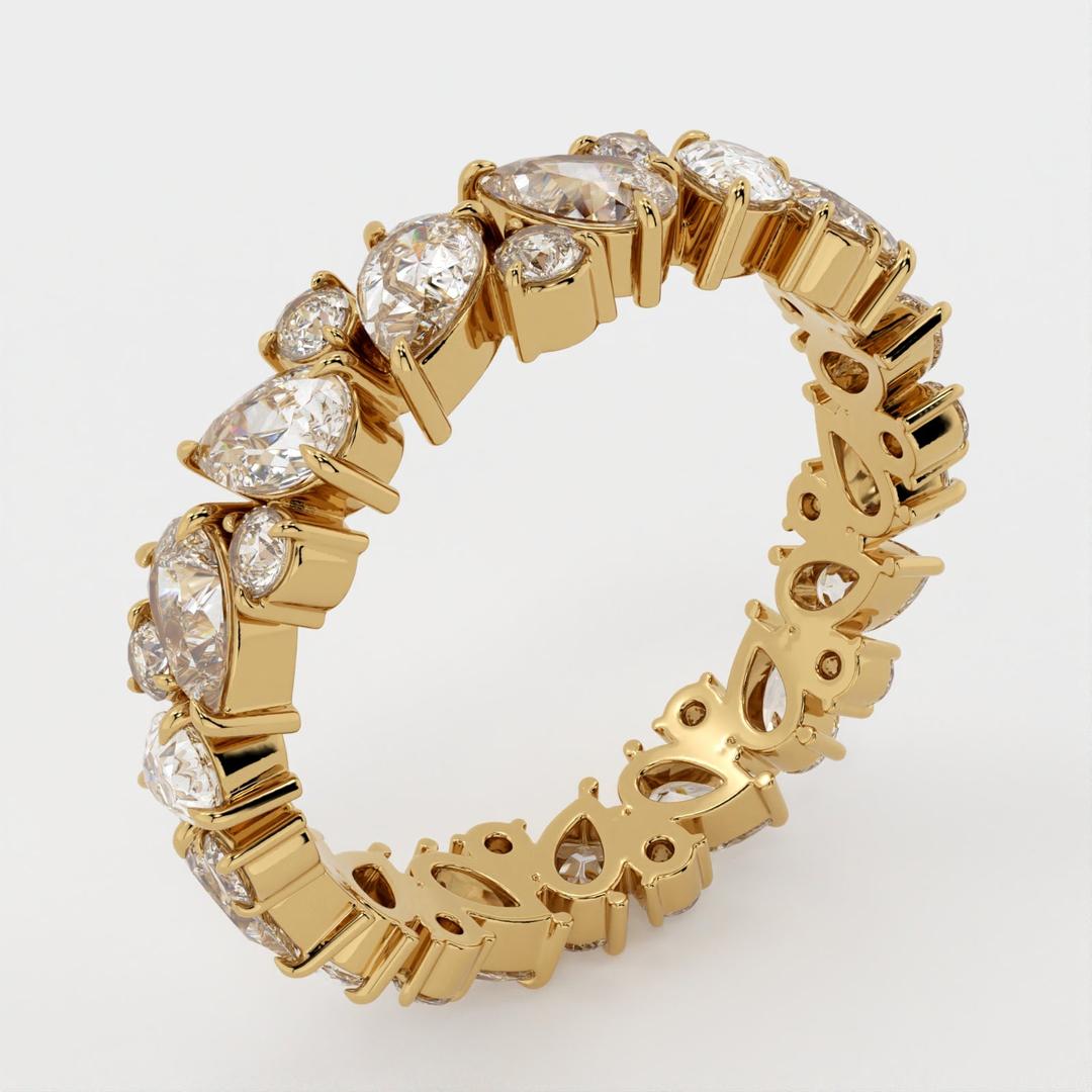Cluster Band with 1.50 TCW Pear & Round Cut Moissanite