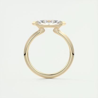 1.98 CT Marquise Half Bezel Solitaire Moissanite Engagement Ring - crownmoissanite