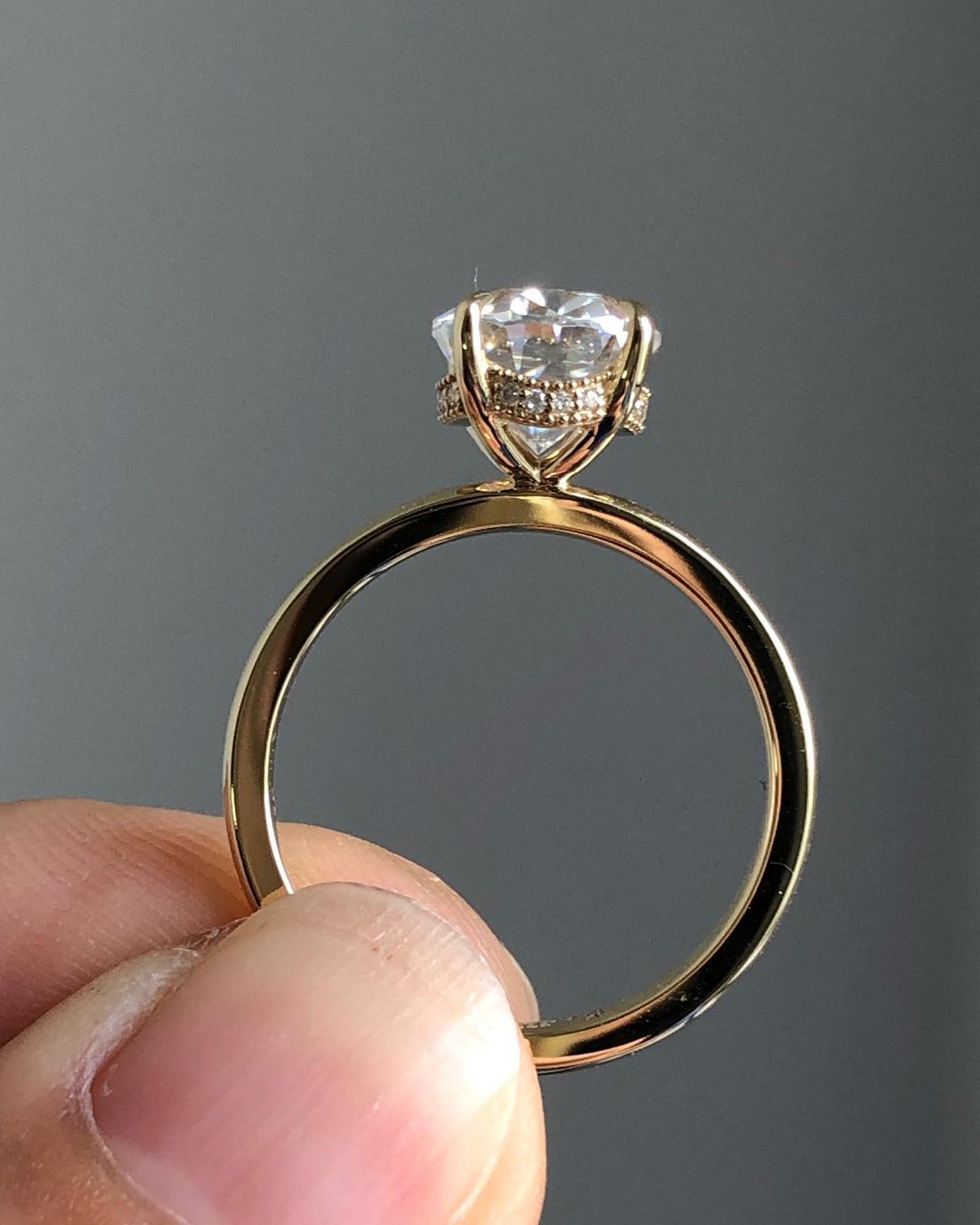 Hidden Halo Ring with 1.33 CT Oval Cut Moissanite