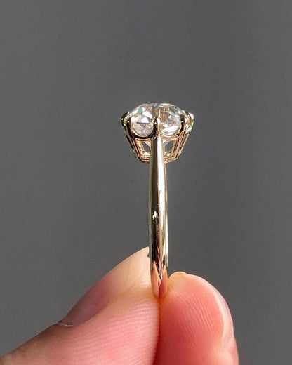 Solitaire Ring with 1.74 CT Old Mine Cushion Cut Moissanite