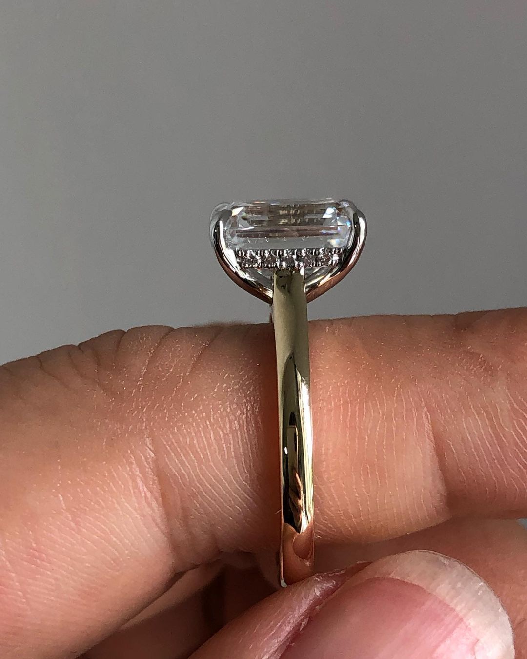 Hidden Halo Ring with 1.91 CT Emerald Cut Moissanite