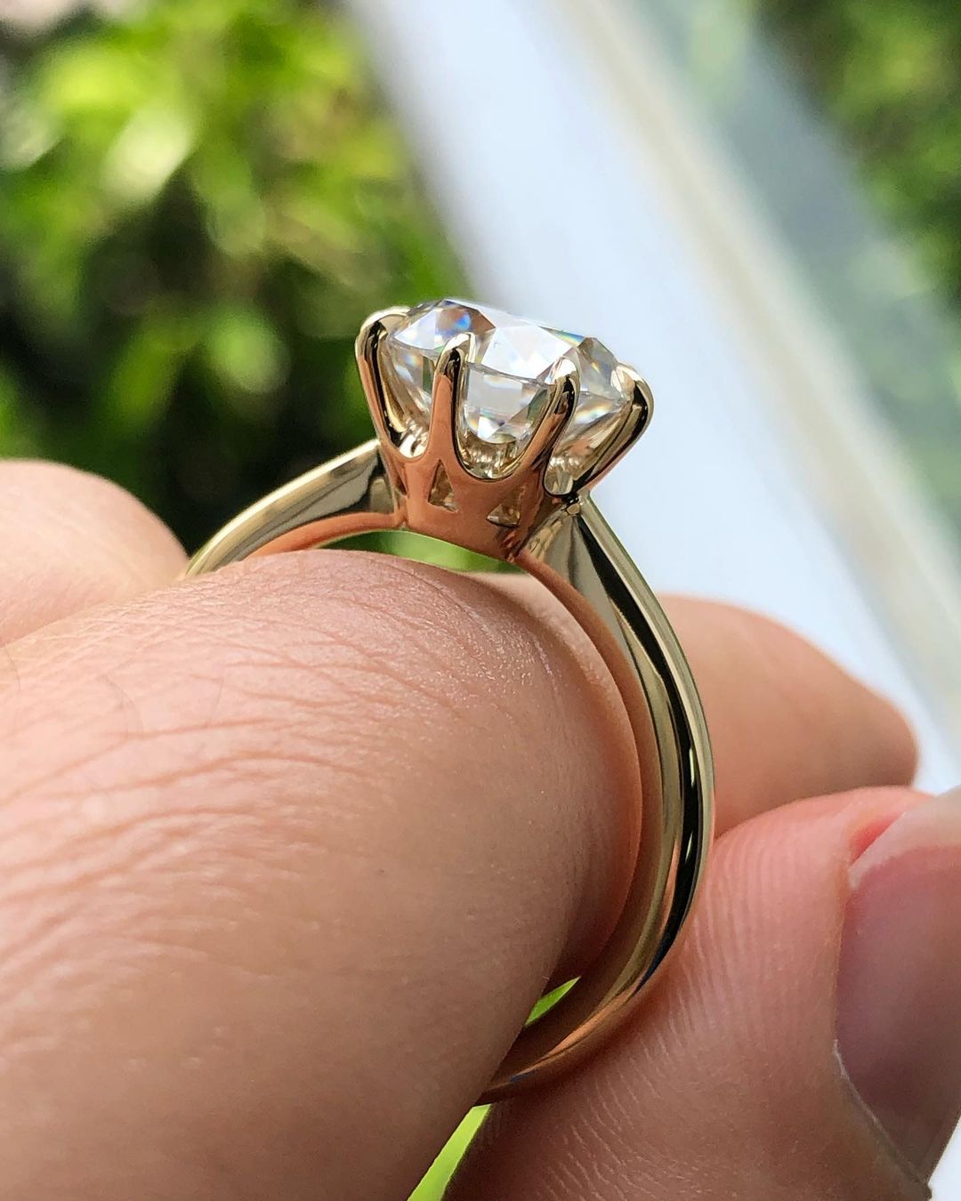 Solitaire Ring with 2.0 CT Old Mine Round Cut Moissanite