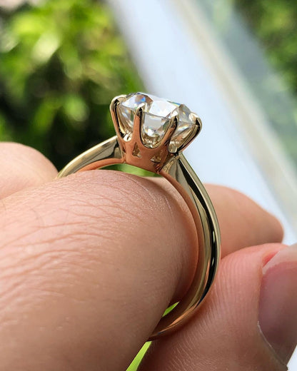 Solitaire Ring with 2.0 CT Old Mine Round Cut Moissanite