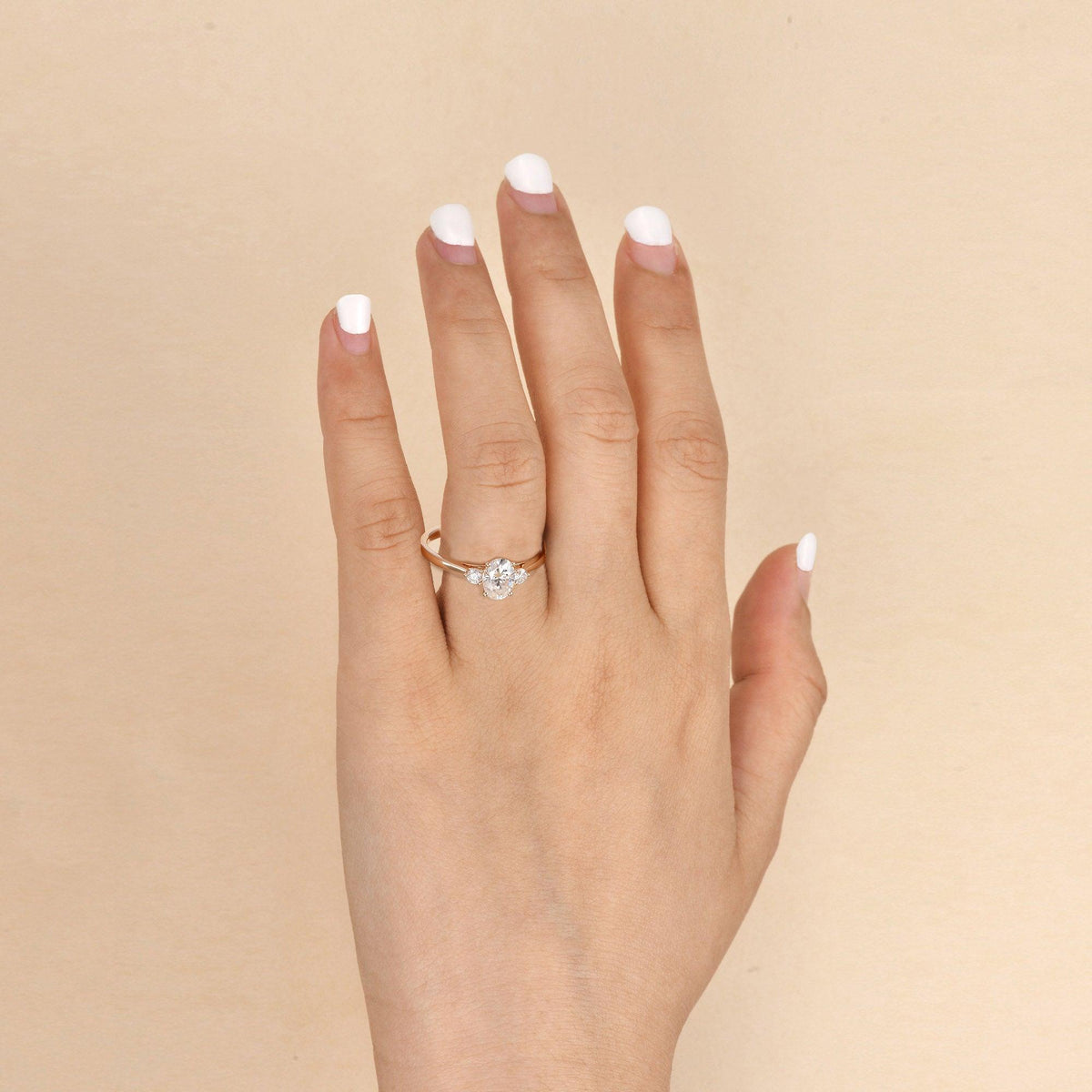 0.94 CT Oval Cut Three Stone Moissanite Engagement Ring - crownmoissanite