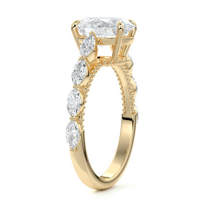 Milgrain Pave Ring with 1.0 CT Oval Cut Moissanite