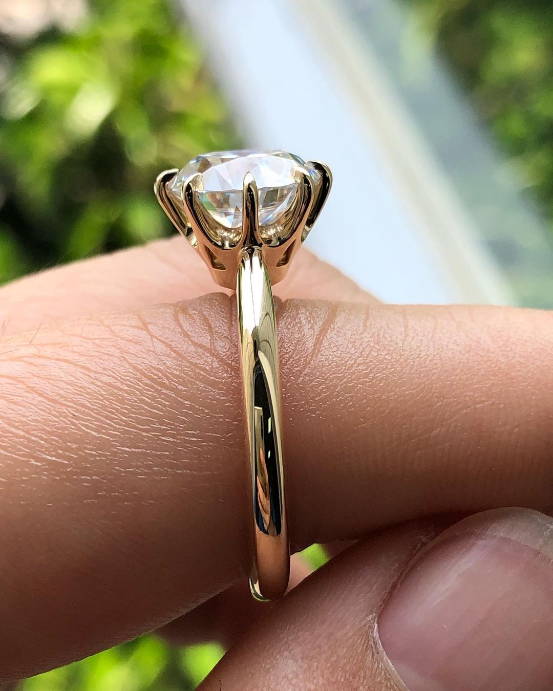 Solitaire Ring with 2.0 CT Old Mine Round Cut Moissanite