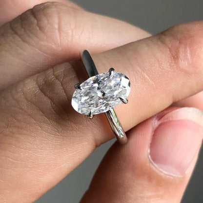 Solitaire Ring with 3.09 CT Elongated Oval Cut Moissanite