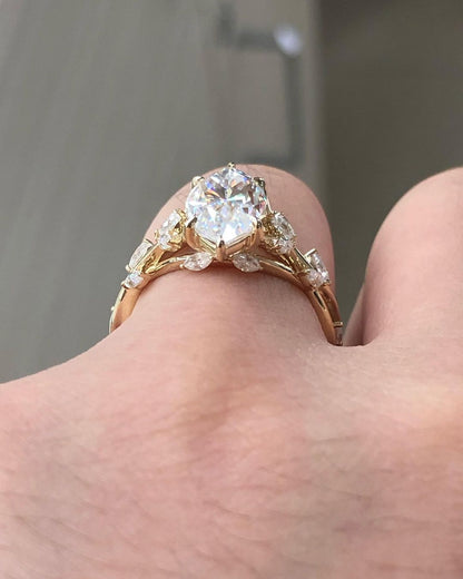 Twig Style Ring with 1.58 CT Marquise Cut Moissanite