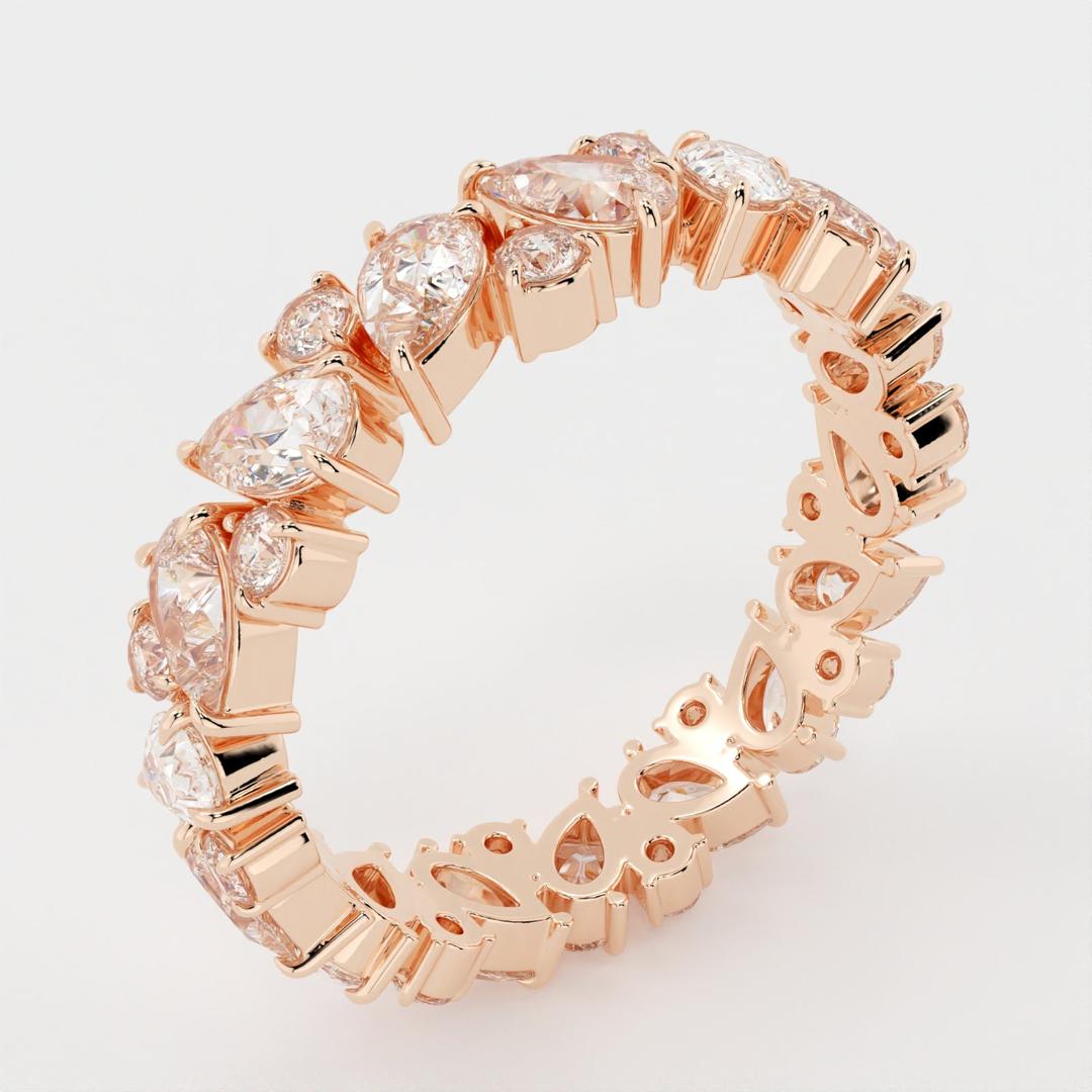 Cluster Band with 1.50 TCW Pear & Round Cut Moissanite