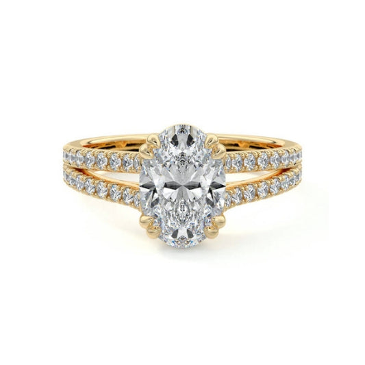 Split Shank Pave Ring with 1.20 CT Oval Moissanite