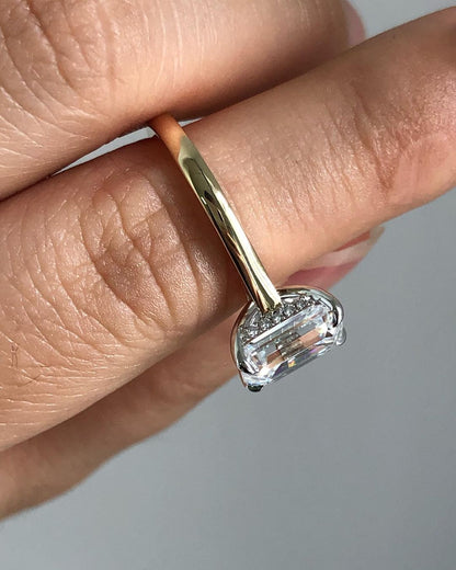 Hidden Halo Ring with 1.91 CT Emerald Cut Moissanite