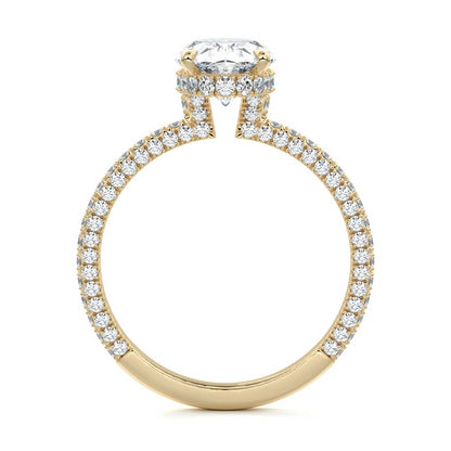 Hidden Halo & Triple Pave Ring with 1.50 CT Oval Cut Moissanite