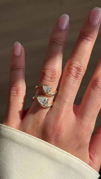 0.75-1.50 CT Pear Cut Lab Grown Diamond Solitaire Engagement Ring