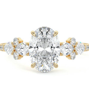 Cluster Ring with 1.20 CT Oval Cut Moissanite