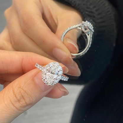 1.0-3.0 CT Oval E/VVS2 CVD Diamond Pave Engagement Ring