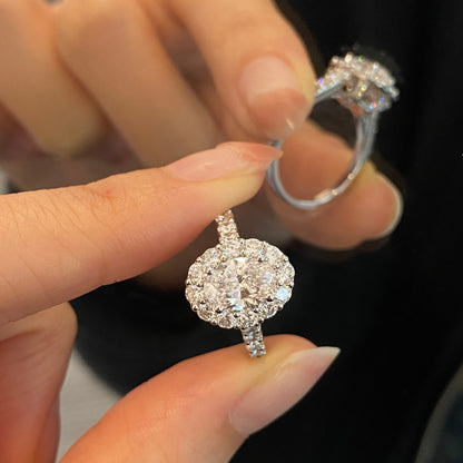 1.0-3.0 CT Oval E/VVS2 CVD Diamond Pave Engagement Ring