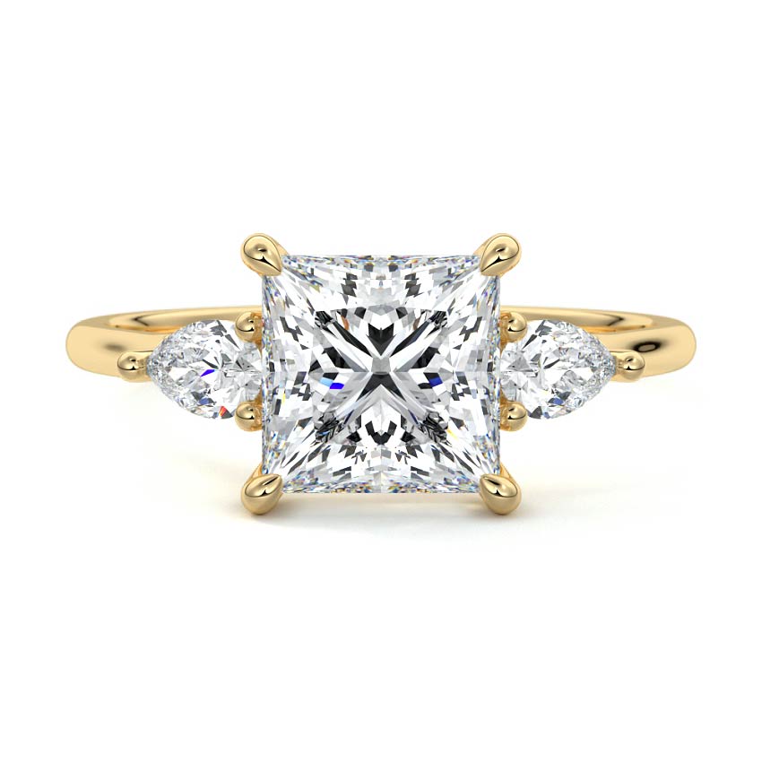 Three Stones Ring with 1.30 CT Princess Cut Moissanite