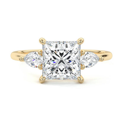 Three Stones Ring with 1.30 CT Princess Cut Moissanite
