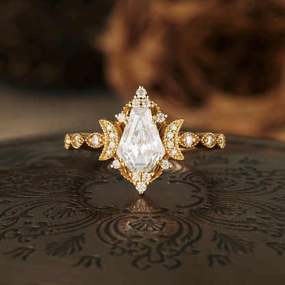1.0 CT Carat Moissanite Diamond Kite Shape Vintage Engagement Ring