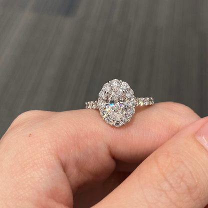 1.0-3.0 CT Oval E/VVS2 CVD Diamond Pave Engagement Ring